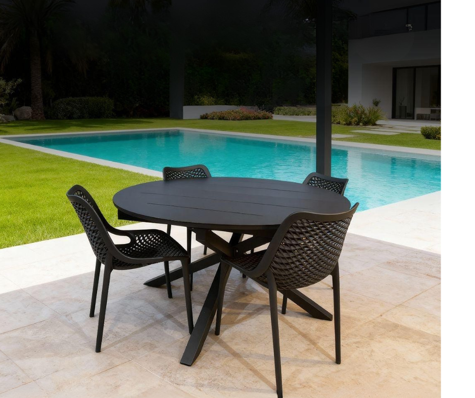 שולחן עגול מונטנה צבע שחור נפתח ל-2 מ'