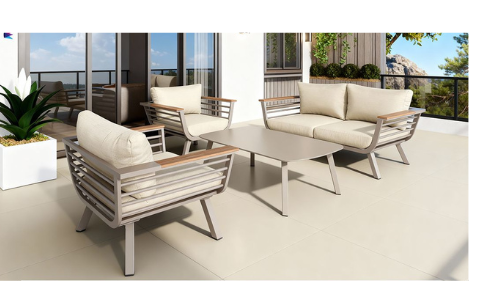 מערכת ישיבה למרפסת אלומיניום שמפניה דגם הוואי ג'וניור דו-מושבי - ספלאש גרדן