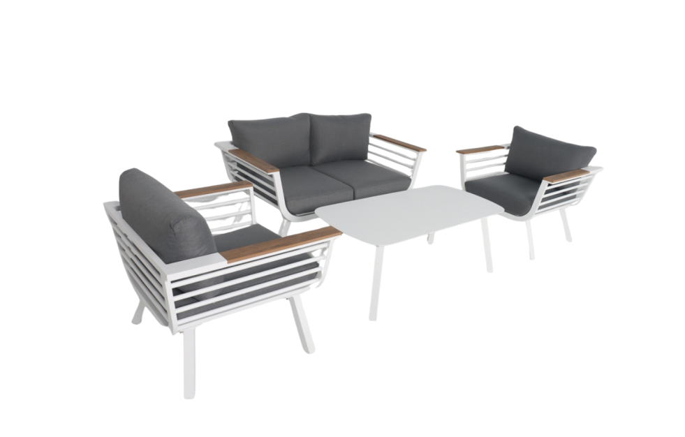 מערכת ישיבה לגינה דו מושבי דגם הוואי צבע לבן