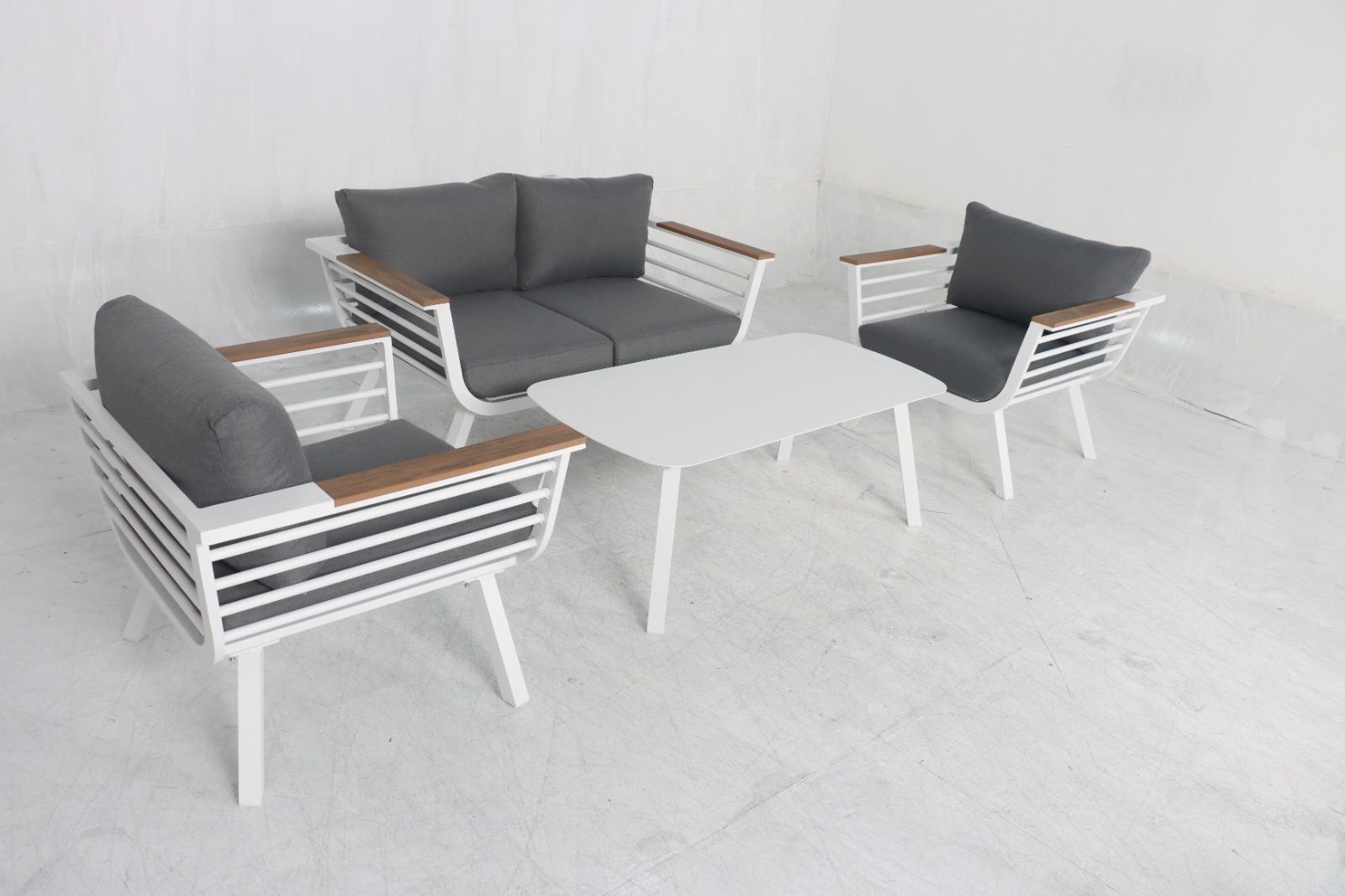 מערכת ישיבה לגינה דו מושבי דגם הוואי צבע לבן