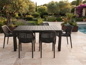 שולחן אלומיניום בוסטון צבע שחור נפתח ל-2.70 מ' + 6 כסאות פרייד