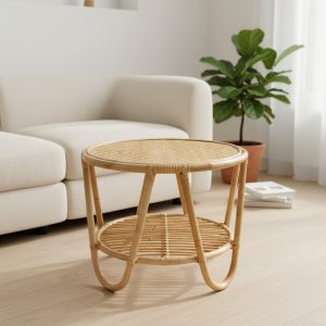 שולחן עגול במבוק ראטן