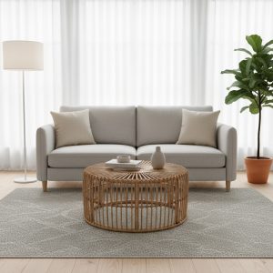 שולחן סלון עגול ראטן